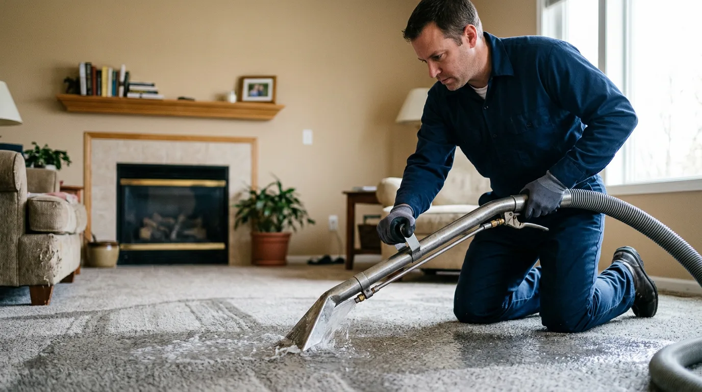 Water damage restoration technician working near Van Vleck, TX